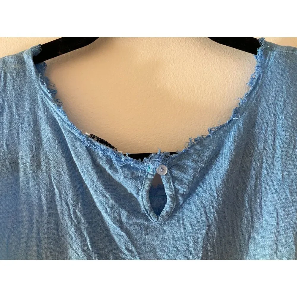 Splendid Fray Trim Blue Green Tie Die Sleeveless Shirt Top Juniors Sz 12